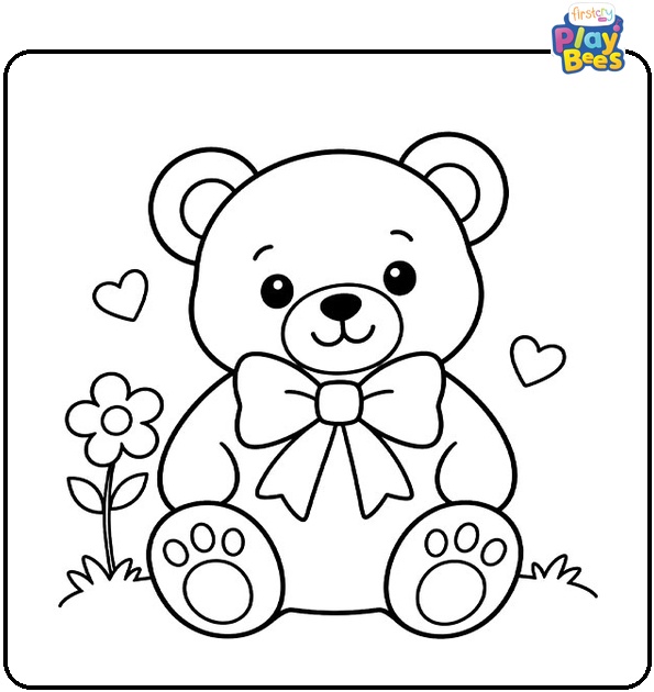 Teddy Bear With a Bow Coloring Page