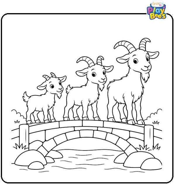 Three Billy Goats Gruff Coloring Page