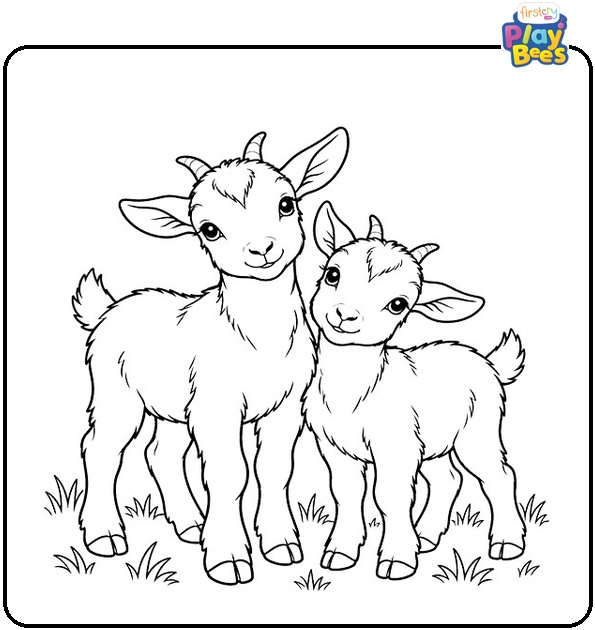 Two Baby Goats Coloring Page