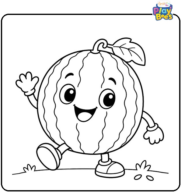 Watermelon Character Coloring Page