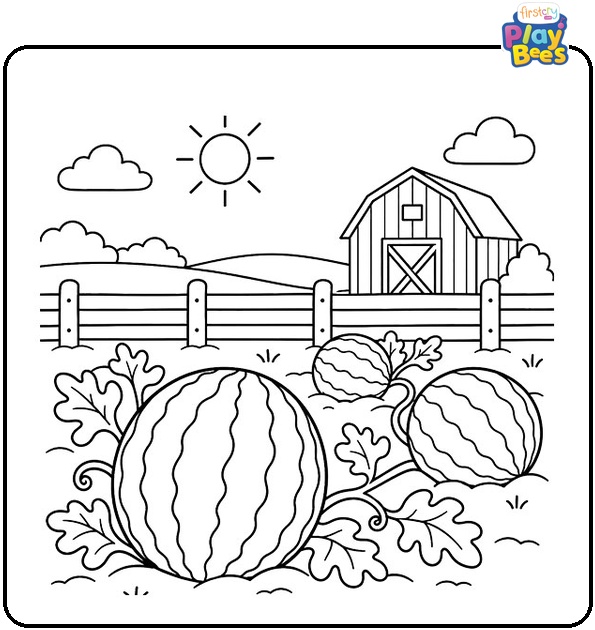 Watermelon Farm Coloring Page