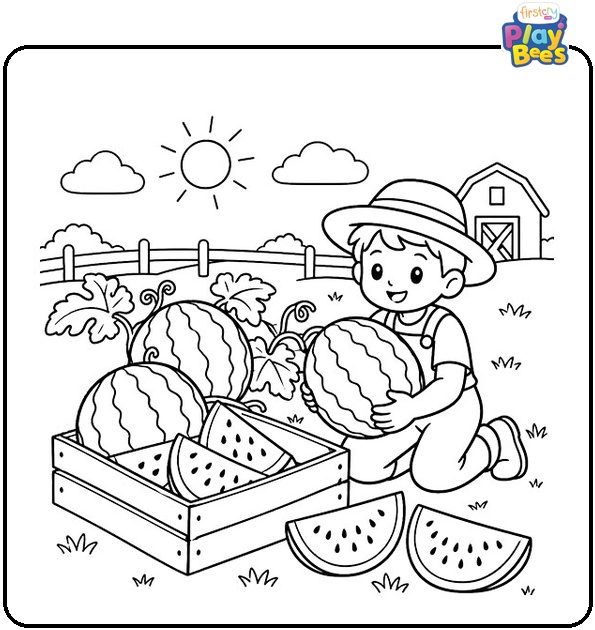 Watermelon Harvest Coloring Page