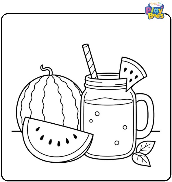 Watermelon Juice Coloring Page