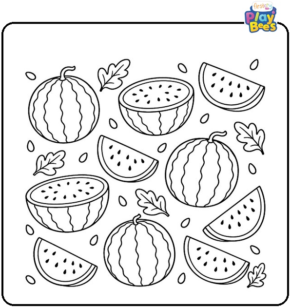 Watermelon Pattern Coloring Page