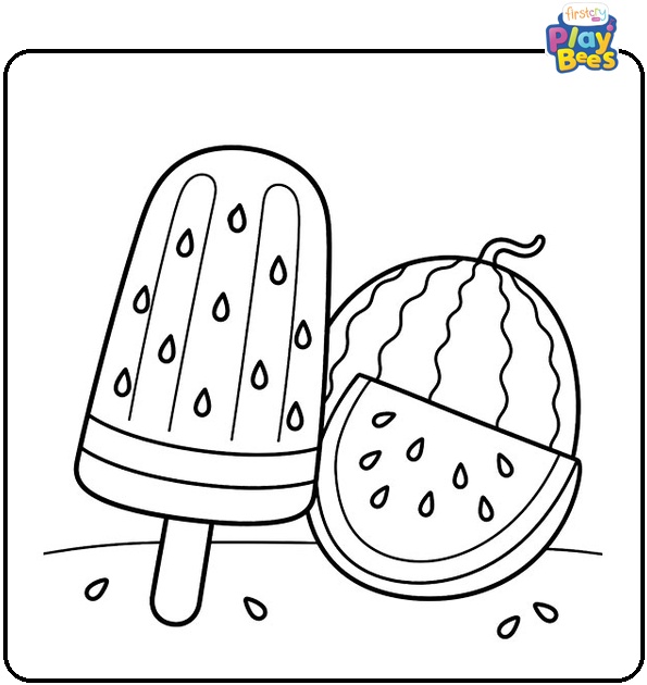 Watermelon Popsicle Coloring Page