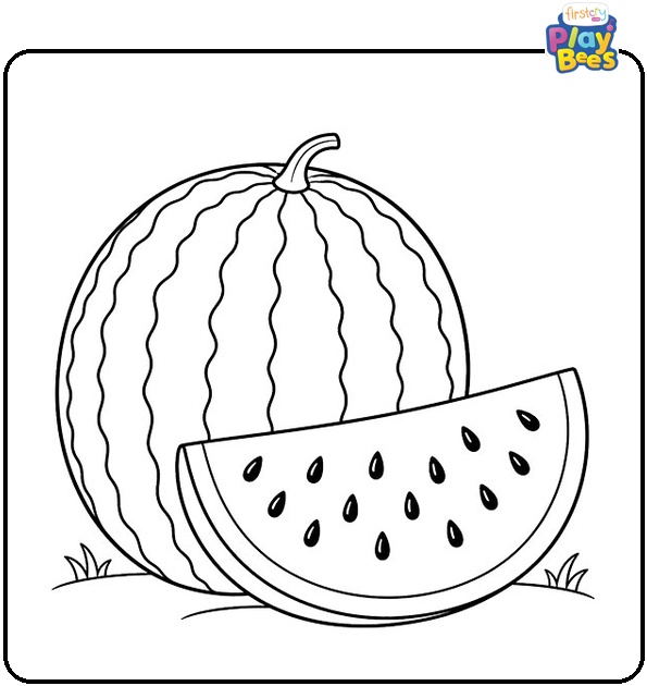 Watermelon With Seeds Coloring Page