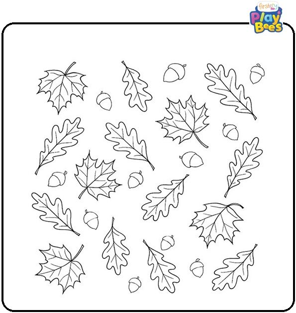 Acorns-and-Autumn-Leaves-Coloring-Page Acorns-and-Autumn-Leaves-Coloring-Page