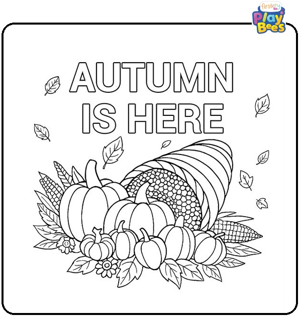Autumn-Is-Here-Coloring-Page Autumn-Is-Here-Coloring-Page