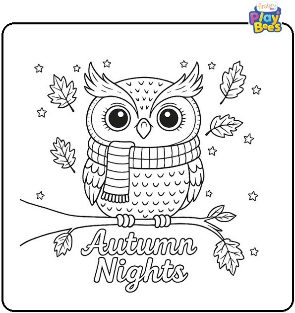 Autumn Owl Coloring Page Autumn Owl Coloring Page