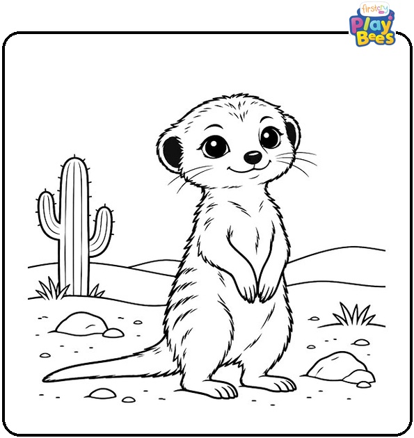 Baby Meerkat in the Desert Coloring Page Baby Meerkat in the Desert Coloring Page