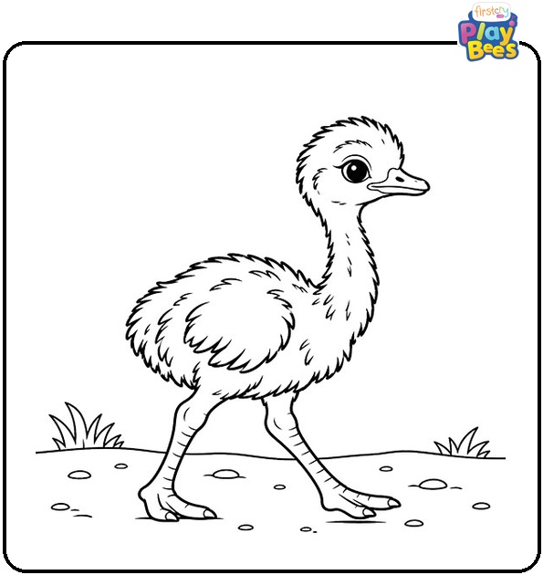 Baby-Ostrich-Taking-a-Walk-Coloring-Page Baby-Ostrich-Taking-a-Walk-Coloring-Page