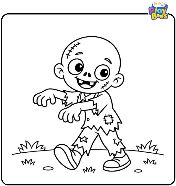 Bald Zombie Walking Coloring Page Bald Zombie Walking Coloring Page