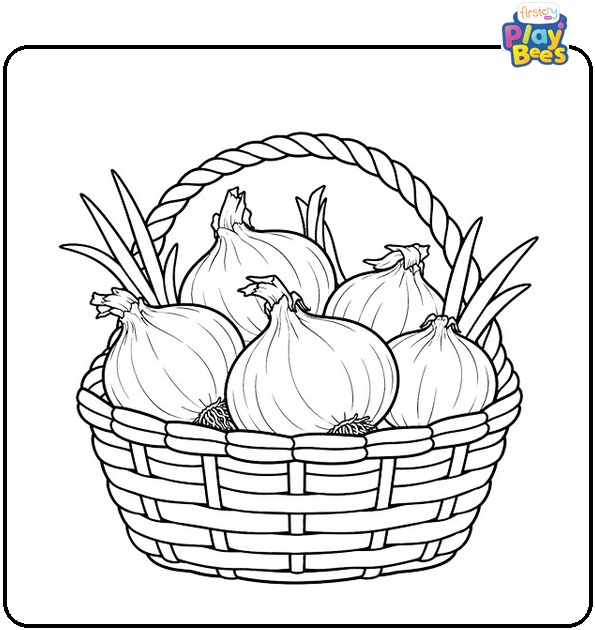 Basket of Onions Coloring Page Basket of Onions Coloring Page