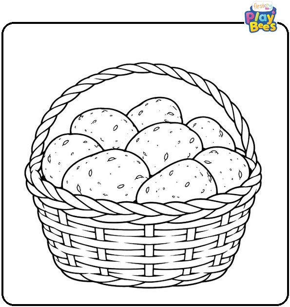Basket of Potatoes Coloring Page Basket of Potatoes Coloring Page