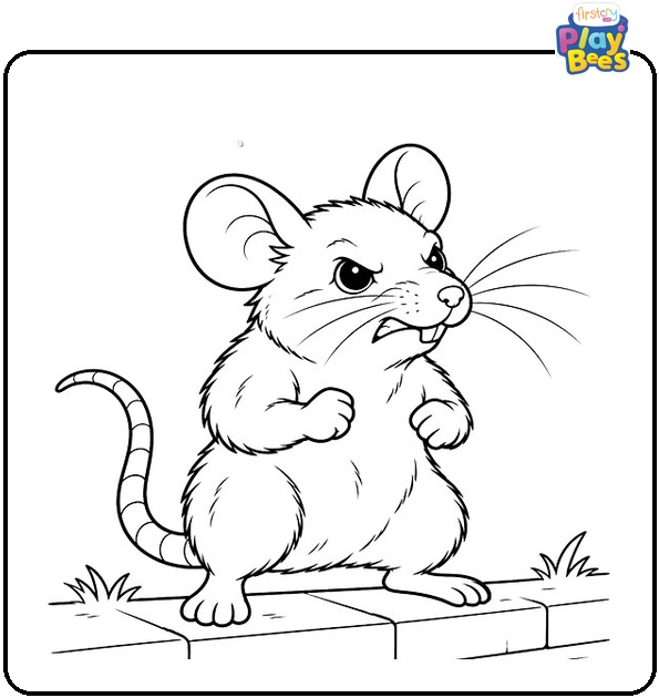 Big Angry Rat Standing on a Curb Coloring Page