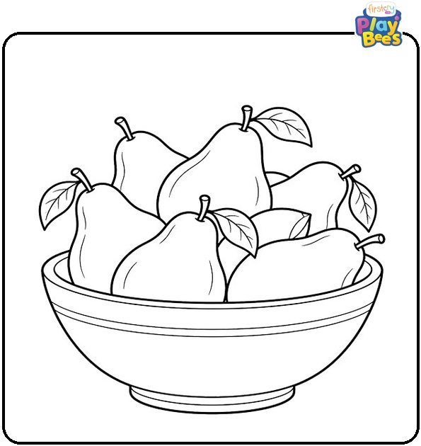 Bowl Overflowing with Pears Coloring Page Bowl Overflowing with Pears Coloring Page