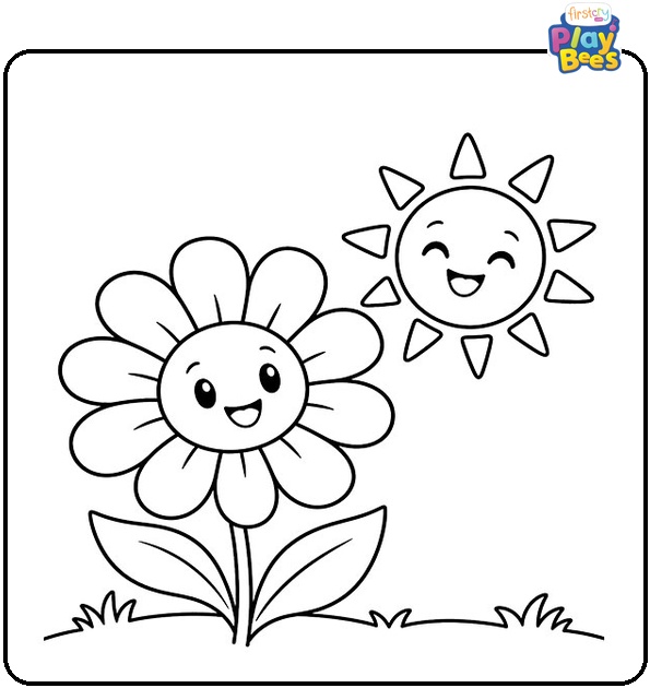Cartoon-Daisy-Under-the-Sun-Coloring-Page Cartoon-Daisy-Under-the-Sun-Coloring-Page