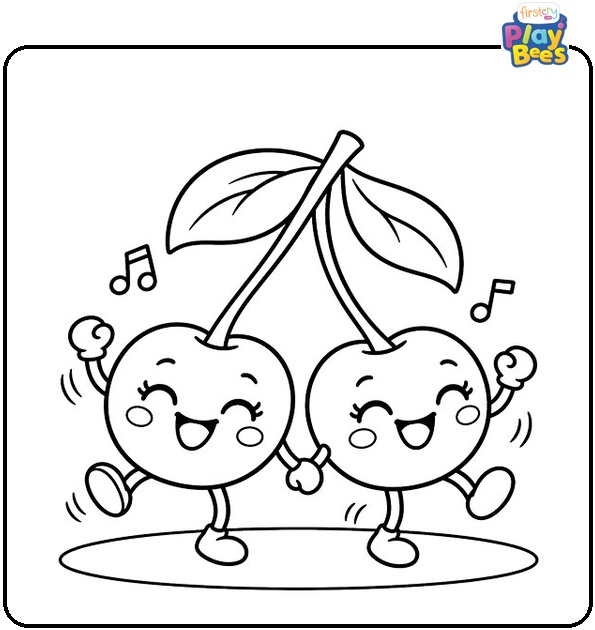 Cartoon-Dancing-Cherries-Coloring-Page
