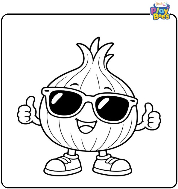 Cartoon Onion Wearing Sunglasses Coloring Page Cartoon Onion Wearing Sunglasses Coloring Page