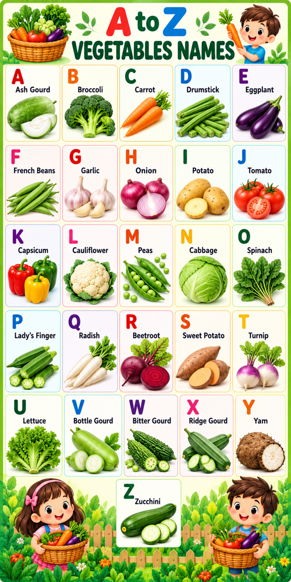 Chart on Vegetables Chart on Vegetables