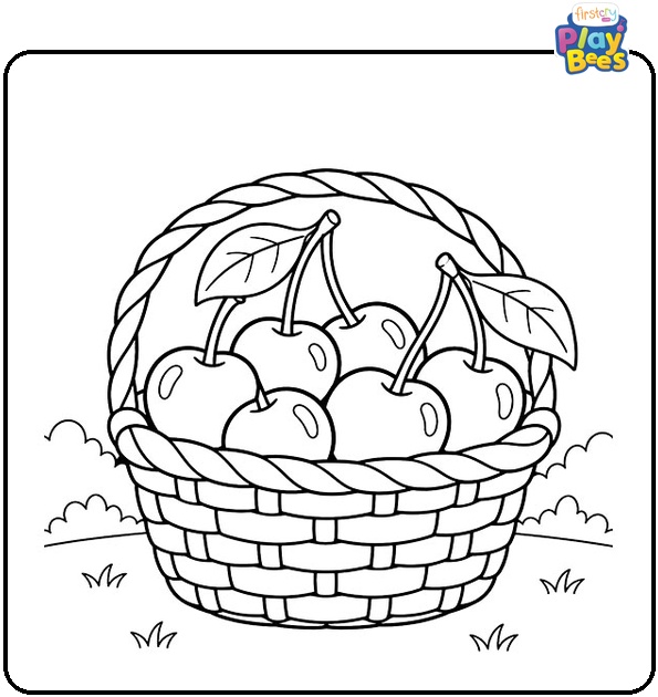 Cherries-in-a-Basket-Coloring-Page