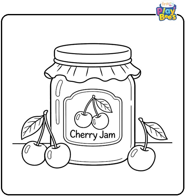 Cherry-Jam-Jar-Coloring-Page