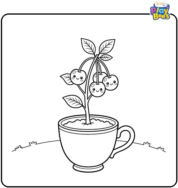 Cherry-Plant-Growing-Inside-a-Small-Cup-Coloring-Page