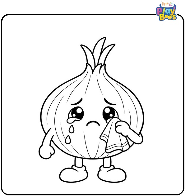 Crying Onion with a Handkerchief Coloring Page Crying Onion with a Handkerchief Coloring Page