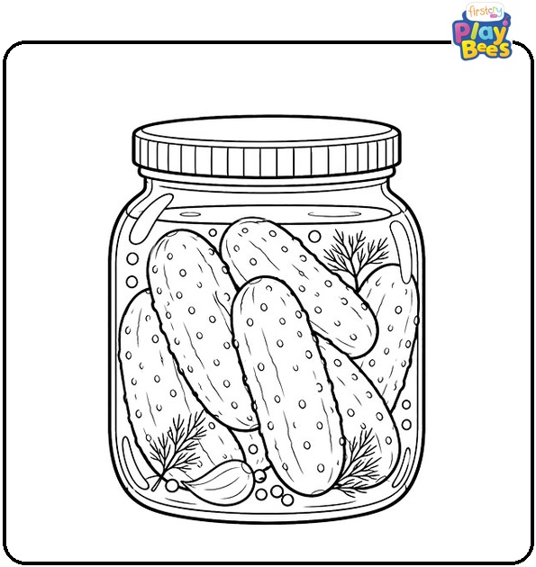 Cucumber-Pickles-in-a-Jar-Coloring-Page Cucumber-Pickles-in-a-Jar-Coloring-Page