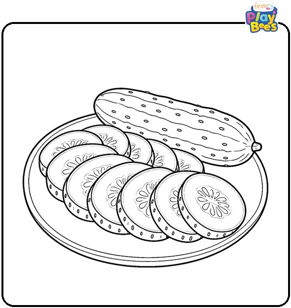 Cucumber-Slices-Fanned-on-a-Plate-Coloring-Page Cucumber-Slices-Fanned-on-a-Plate-Coloring-Page