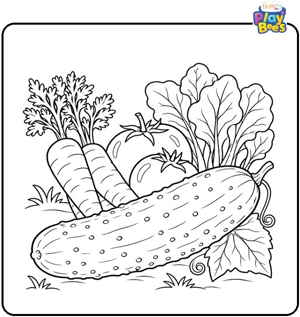 Cucumber-and-Garden-Vegetables-Coloring-Page Cucumber-and-Garden-Vegetables-Coloring-Page