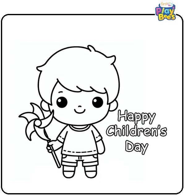 Cute-Boy-with-Pinwheel-on-Childrens-Day-Coloring-Page Cute-Boy-with-Pinwheel-on-Childrens-Day-Coloring-Page