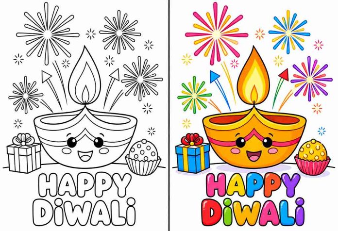 Diwali Coloring Pages – Free Printable Worksheets & Pictures