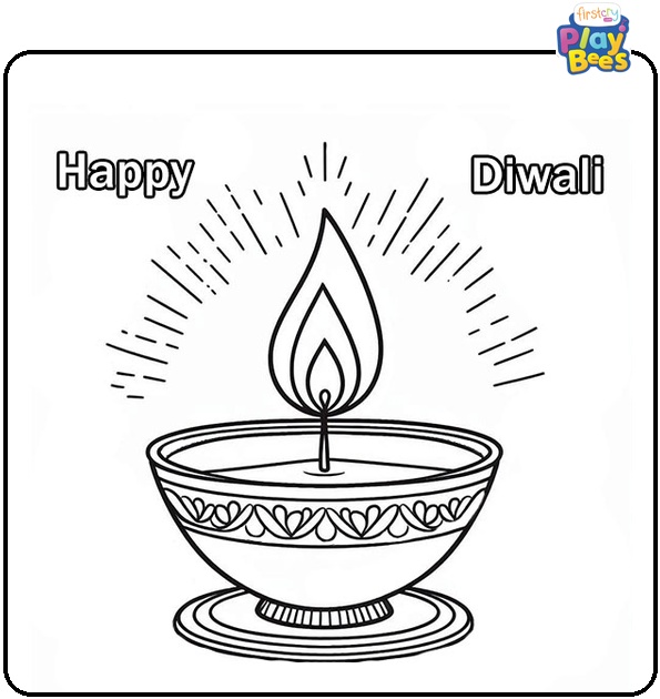 Diwali Diya Coloring Page