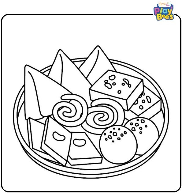 Diwali Sweets Coloring Page