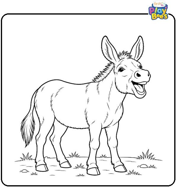 Donkey Braying Happily Coloring Page Donkey Braying Happily Coloring Page