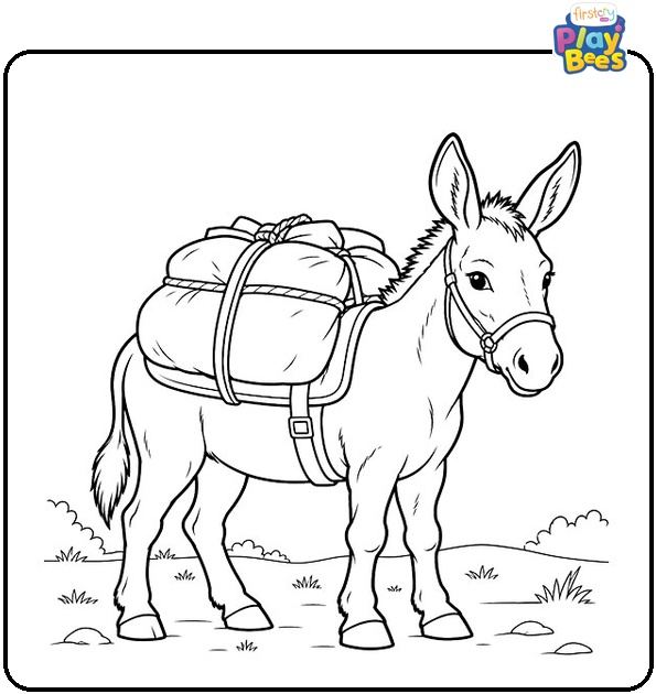 Donkey Carrying a Load Coloring Page Donkey Carrying a Load Coloring Page