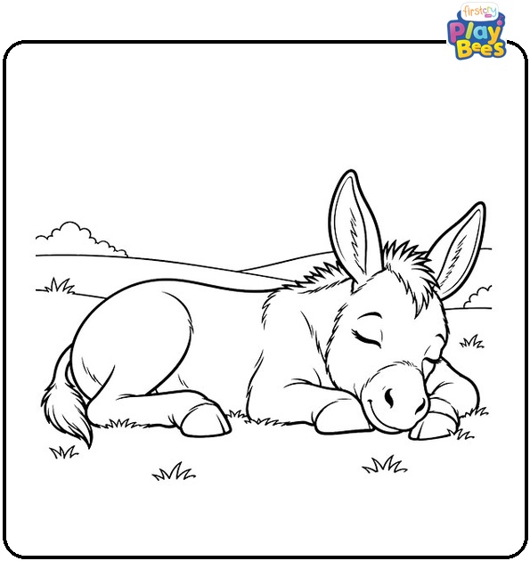 Donkey Taking a Nap Coloring Page