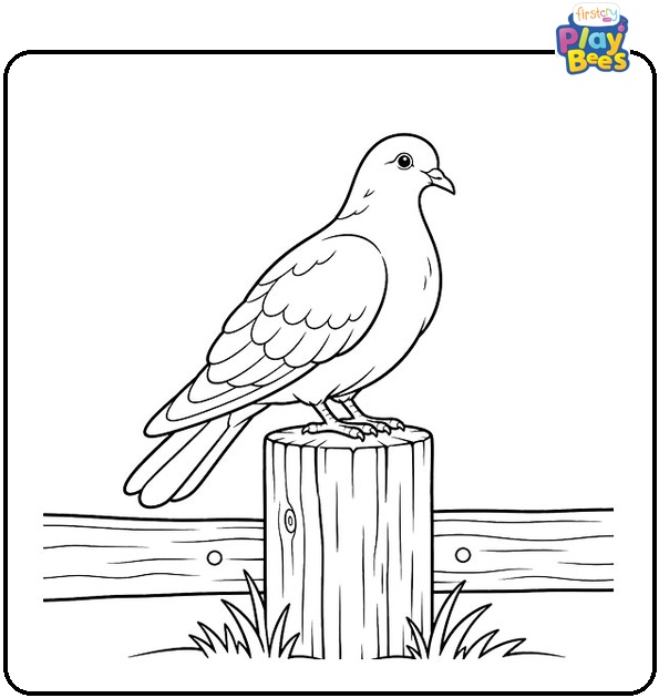 Dove-Perched-on-a-Fence-Post-Coloring-Page Dove-Perched-on-a-Fence-Post-Coloring-Page