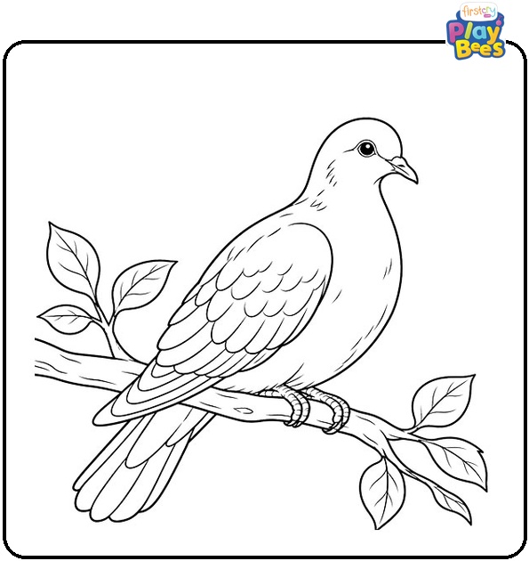 Dove-Resting-on-a-Tree-Branch-Coloring-Page Dove-Resting-on-a-Tree-Branch-Coloring-Page