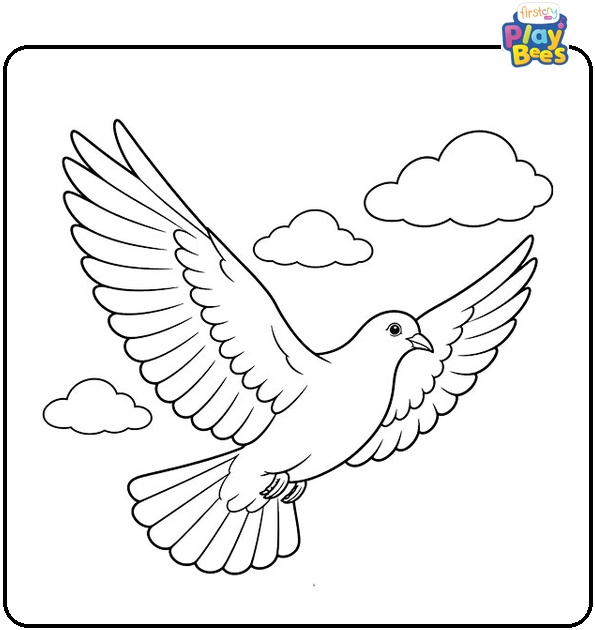 Dove-Soaring-in-a-Cloudy-Sky-Coloring-Page Dove-Soaring-in-a-Cloudy-Sky-Coloring-Page