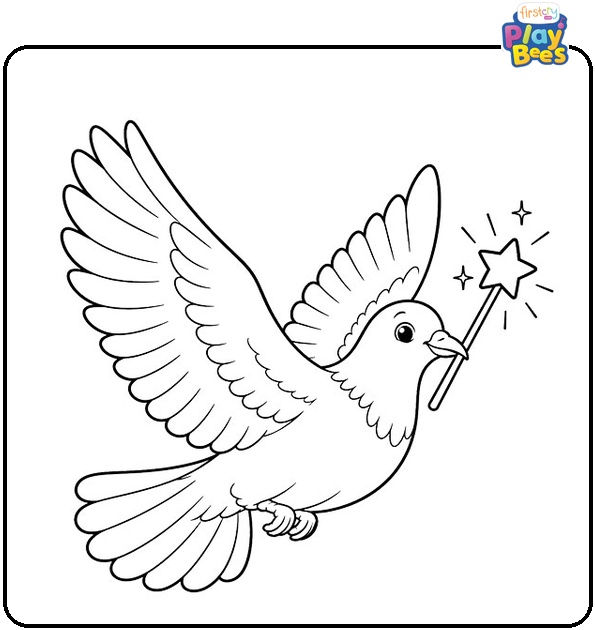 Dove-With-a-Wand-Coloring-Page Dove-With-a-Wand-Coloring-Page