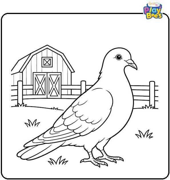 Dove-at-the-Farm-Coloring-Page Dove-at-the-Farm-Coloring-Page