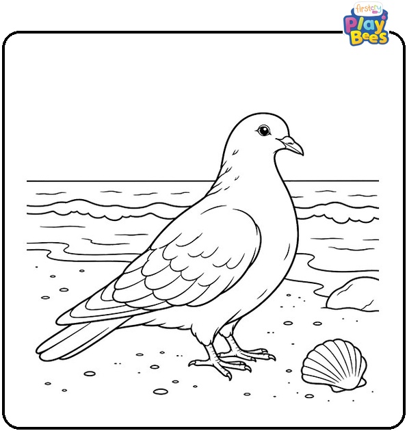 Dove-at-the-Seaside-Coloring-Page Dove-at-the-Seaside-Coloring-Page