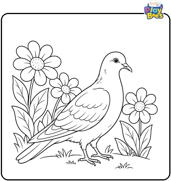 Dove-in-a-Flower-Garden-Coloring-Page Dove-in-a-Flower-Garden-Coloring-Page