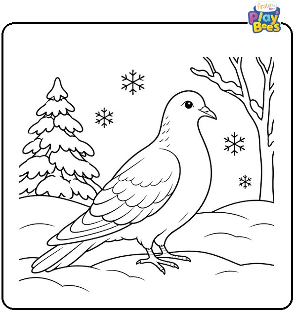 Dove-in-a-Winter-Wonderland-Coloring-Page Dove-in-a-Winter-Wonderland-Coloring-Page