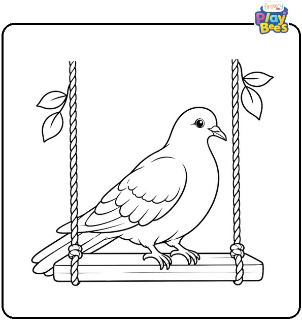 Dove-on-a-Swing-Coloring-Page Dove-on-a-Swing-Coloring-Page