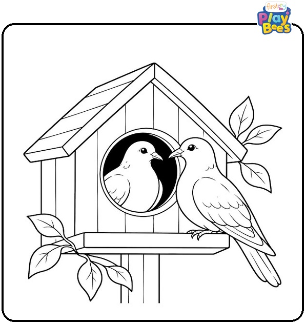 Doves-in-a-Birdhouse-Coloring-Page Doves-in-a-Birdhouse-Coloring-Page