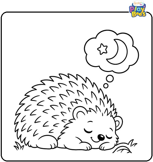 Dreaming Hedgehog Coloring Page