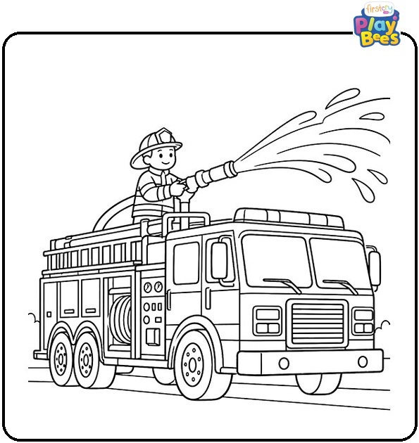 Fire-Truck-Spraying-Water-Coloring-Page Fire-Truck-Spraying-Water-Coloring-Page